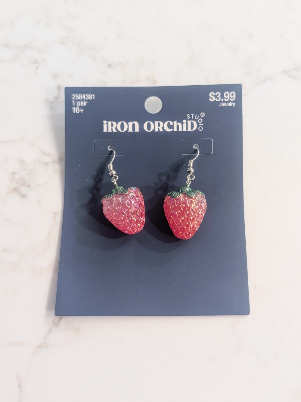 Iron Orchid Pink Strawberry Dangle Earrings